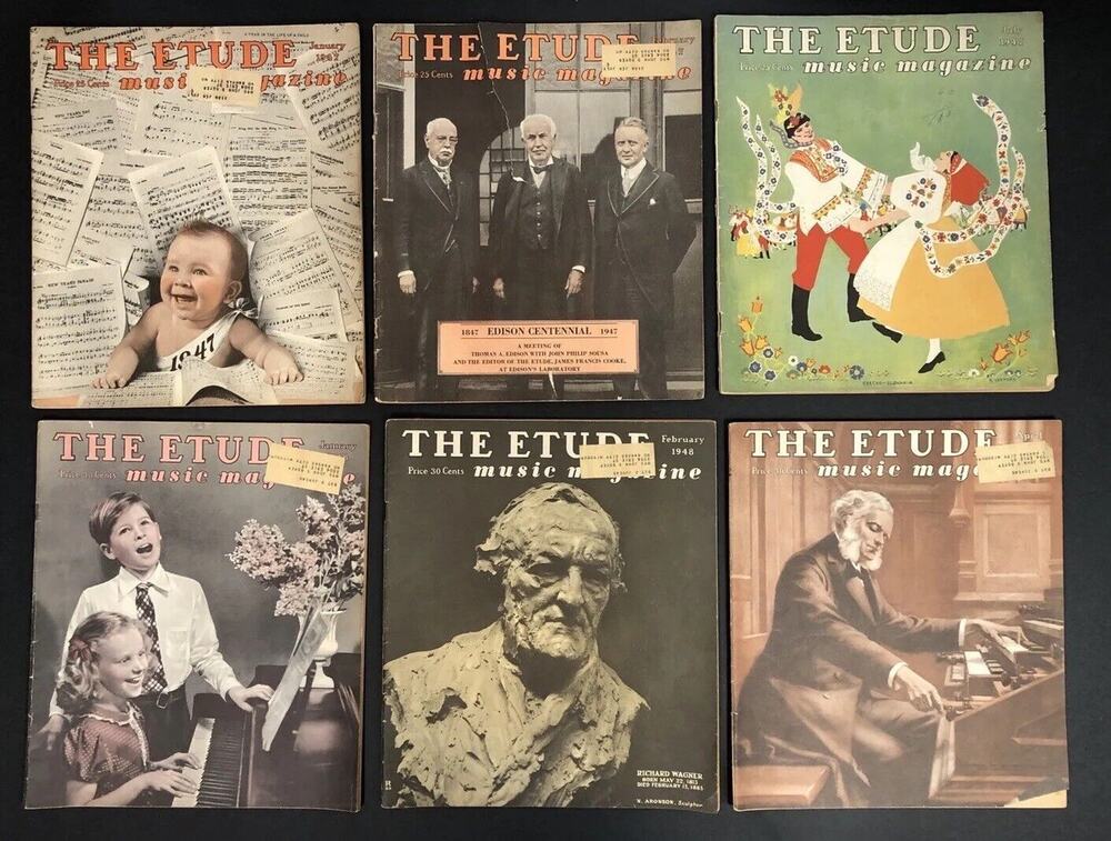 1940s The Etude Music Magazine 11 issues LOT from Vintage Ads SHEET MUSIC